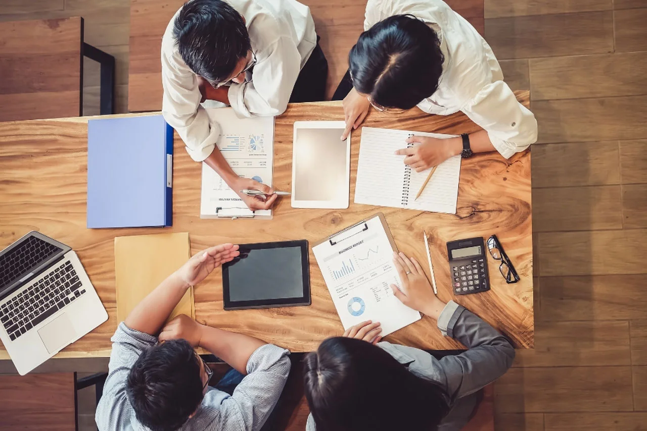 Freelancers working on shared office spaces